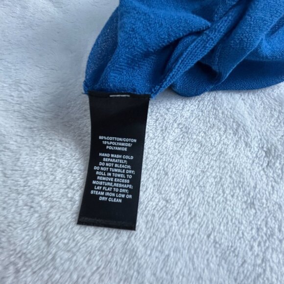 Lafayette 148 New York Womens Blue Sheer V-Neck Button Cardigan Sweater New $398 - Picture 5 of 8